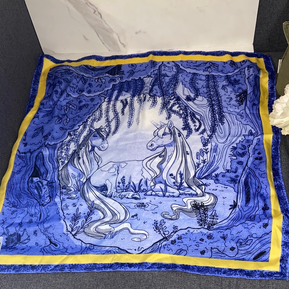 Happy Birthday LulaRoe Blue and Yellow Unicorn Scarf